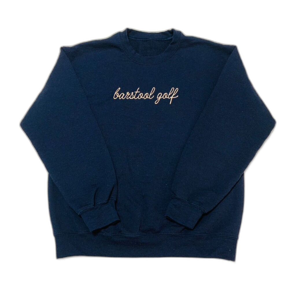 Barstool Sports Golf Crewneck Sweatshirt – Embroidered Logo – Navy Blue – Siz